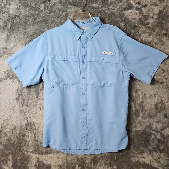 Real tree Fishing Button shirt With Vented Back Men's Size Medium Blue Pockets - Picture 2 of 9